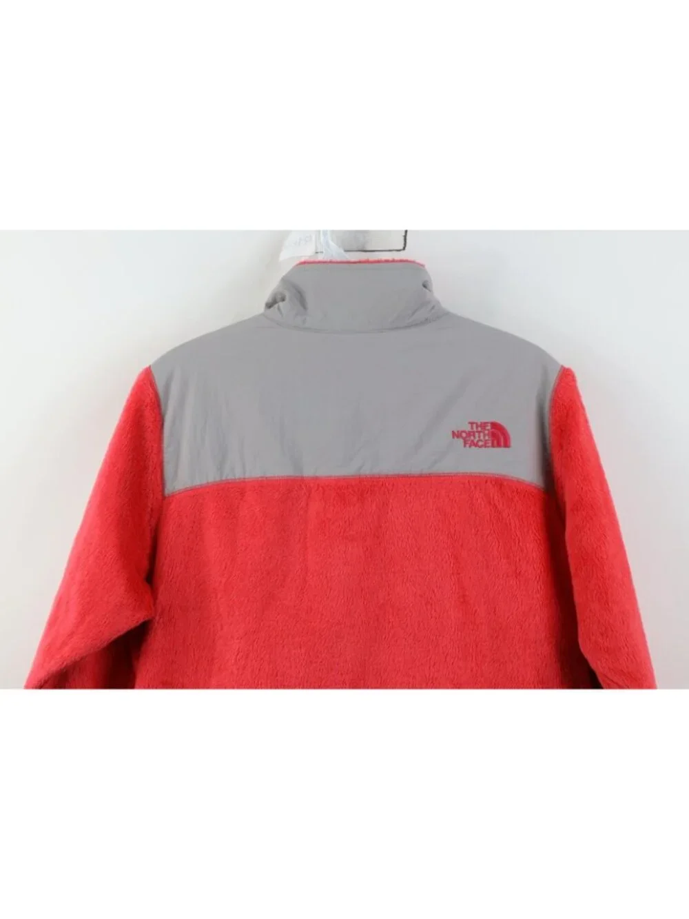 Vtg Y2K The North Face Girls Large Spell Out Shag Fleece Full Zip Jacket Pink